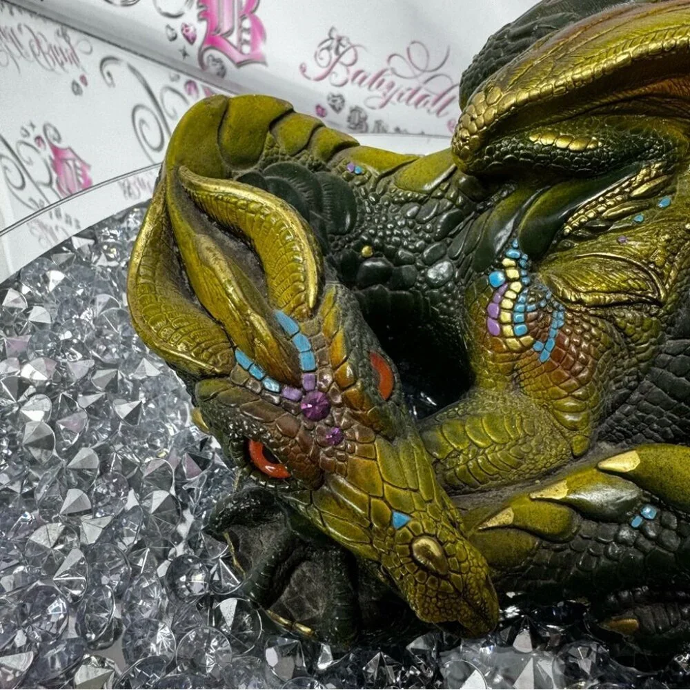 Windstone editions Hollywood California Decorative Dragon Figurine Green purple